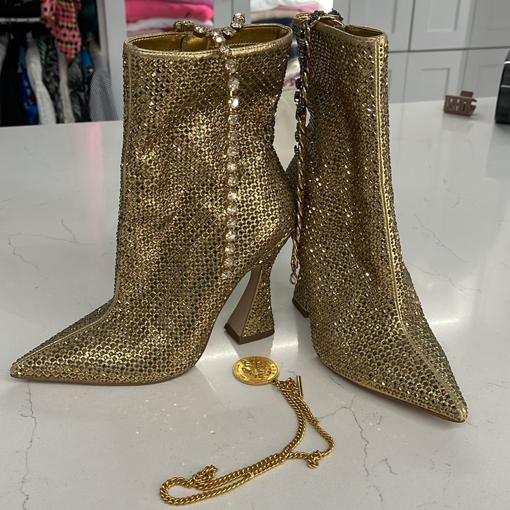 Gold studded boots